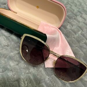 Kate Spade women sunglasses, size 56-17-14, gold sparkling, with case.
